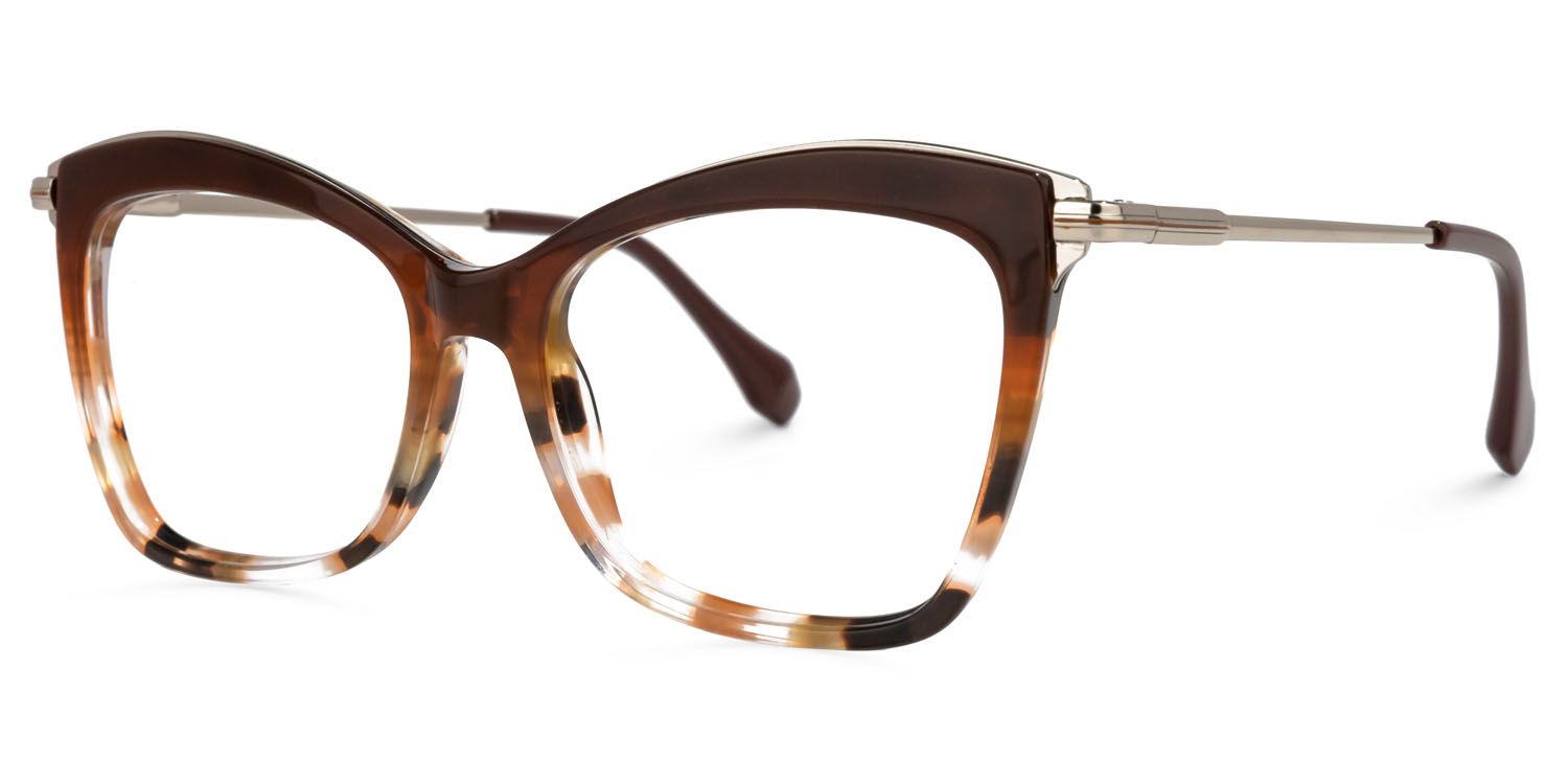 Russell Marron-Floral Cateye Lunettes1