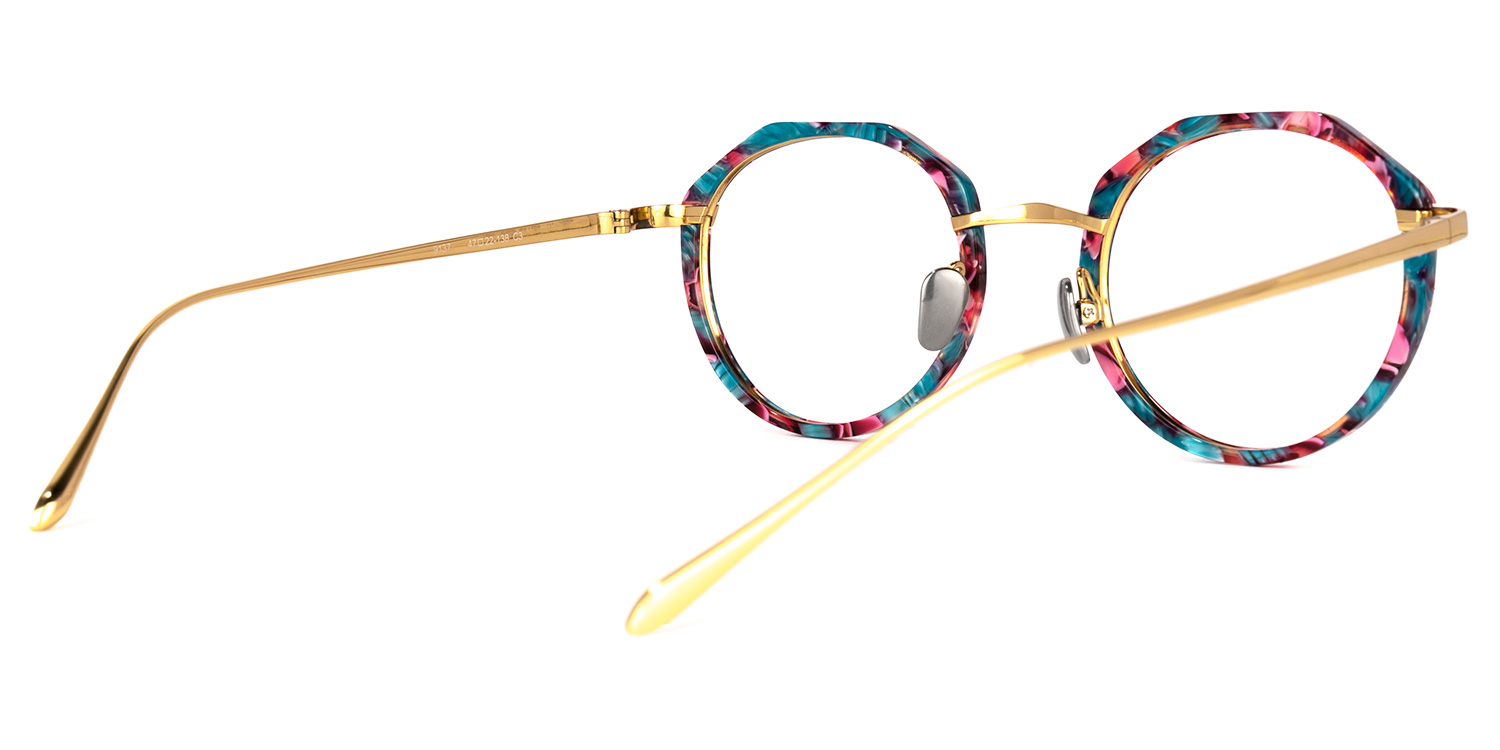 Erin Lunettes géométriques à motifs floraux bleus3