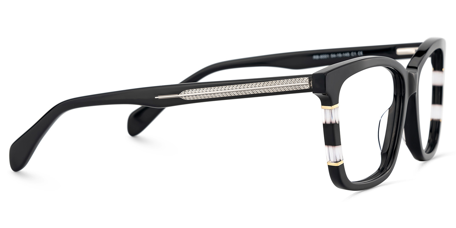 Clara Noir Rectangle Lunettes3